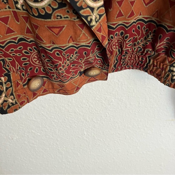 Vintage August Silk Brown Mixed Pattern Bomber Look Jacket - Picture 5 of 7